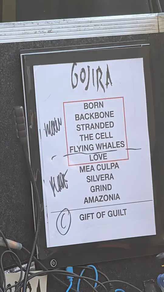 La setlist papier de Gojira